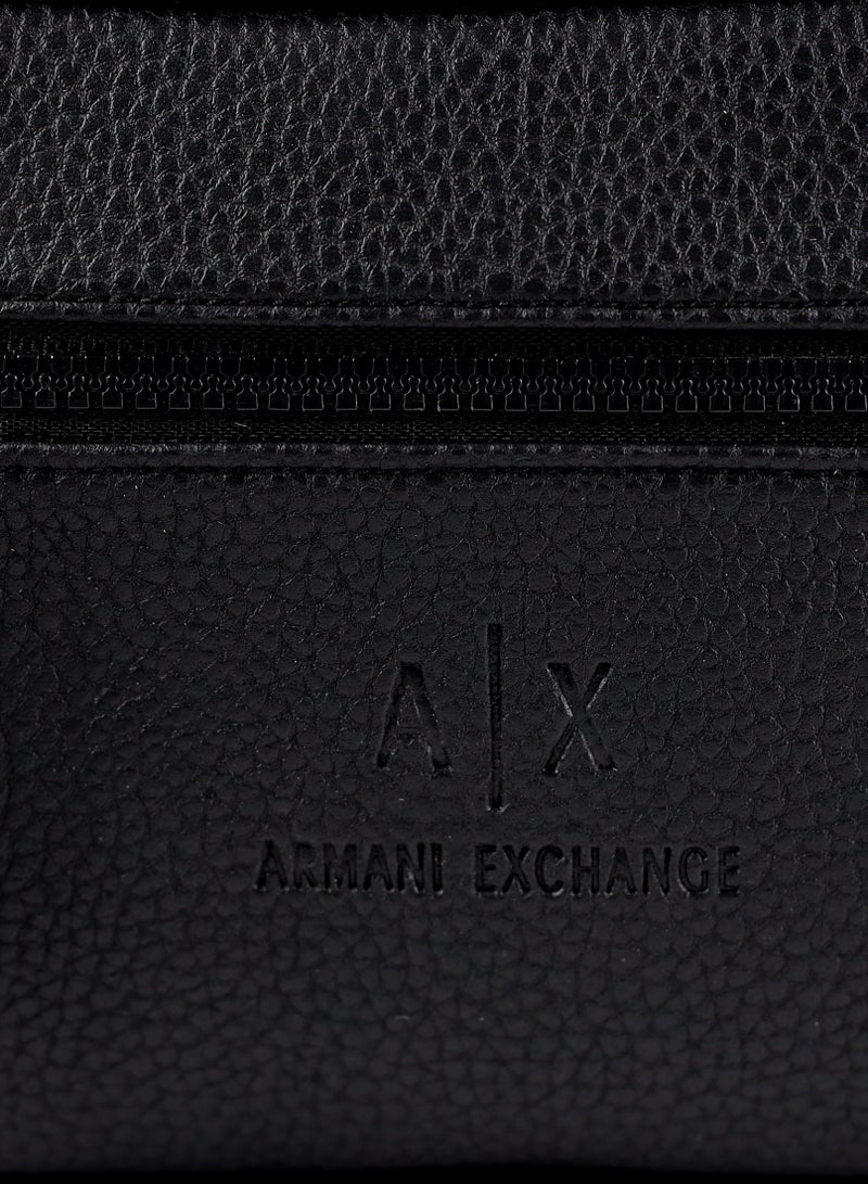 Armani Exchange Black Leather Clutch Bag