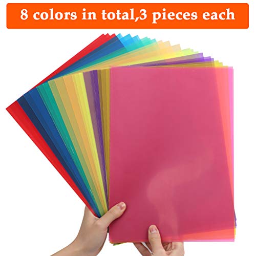 BUYGOO 24Pcs Transparent Color Correction Lighting Gel Filter - Colored Gel Light Filter Plastic Sheet, 8.5 x 11 Inch, 8 Assorted Colors - Image 4