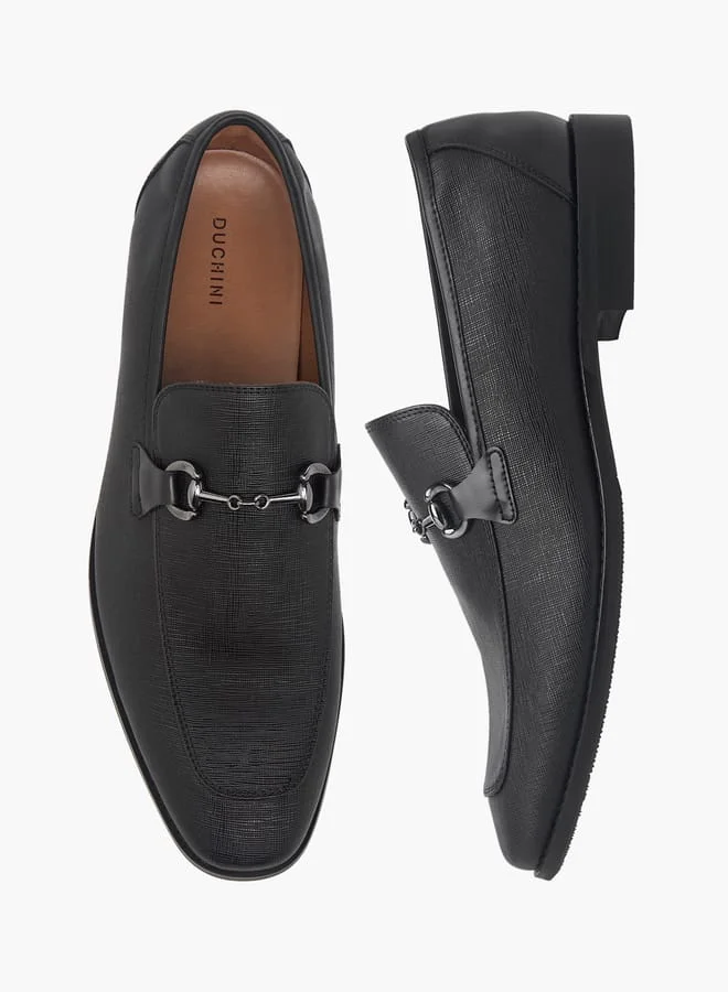 DUCHINI Men's Metal Accent Slip-On Loafers
