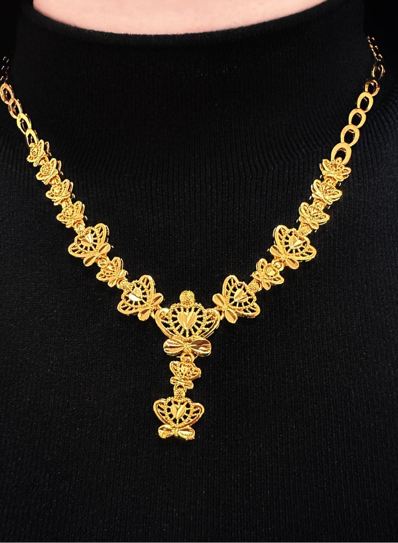 4-Piece 24K Gold Plated Wedding Jewelry Set With Necklace, Bangle, Earrings and ring - Image 3