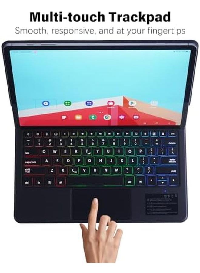 Keyboard Case For Samsung Galaxy Tab 12.4 Inch S10 Plus Plus S9 Plus Plus S9 Fe Plus S8 Plus Plus S7 Fe S7 Plus Plus Magnetic Keyboard Case With Floating Cantilever Stand Multi Touch Trackpad Backlit (Black)
