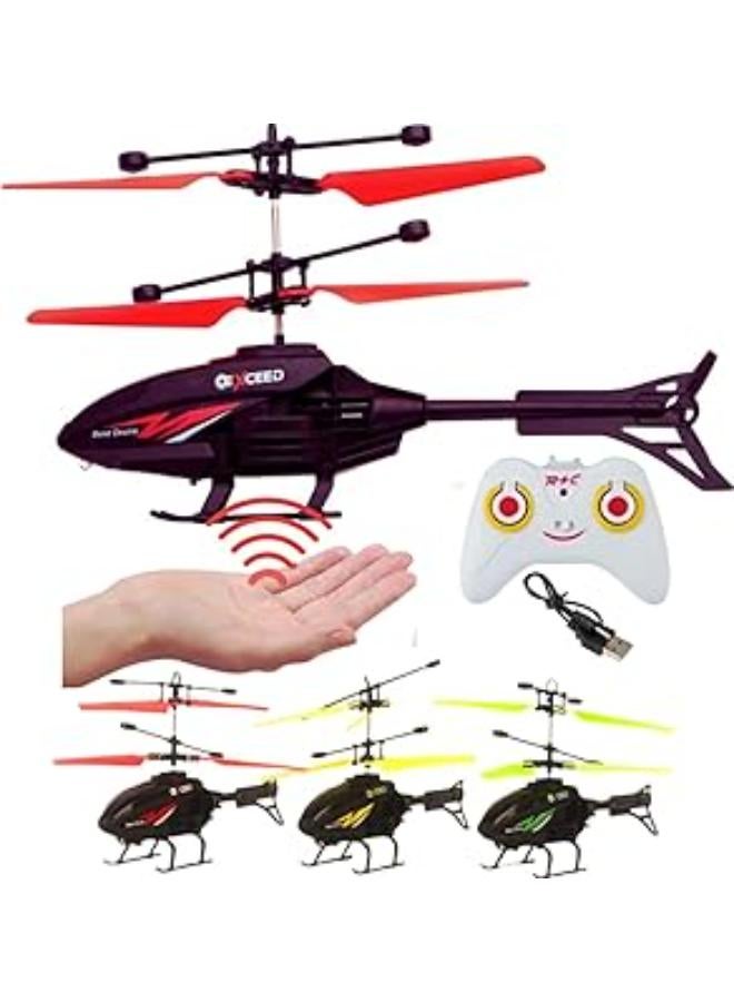 طائرة هليكوبتر تعمل بجهاز استشعار الجاذبية للأولاد من عمر 4 سنوات فما فوق | طائرة هليكوبتر خفيفة الوزن للاستخدام الداخلي والخارجي | عبوة من قطعة واحدة | لون أبيض (أسود)