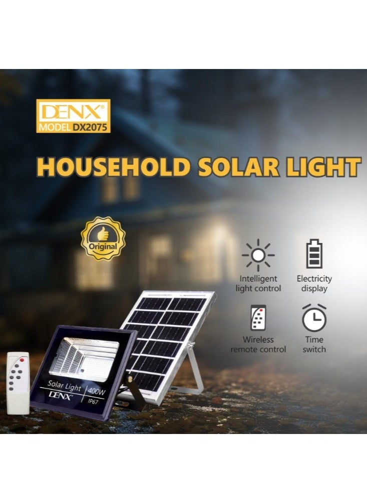 Denx - 400W Solar Light with 4000mAh Battery and COB Light IP67 Waterproof and Dustproof with Smart Remote Control - Image 1
