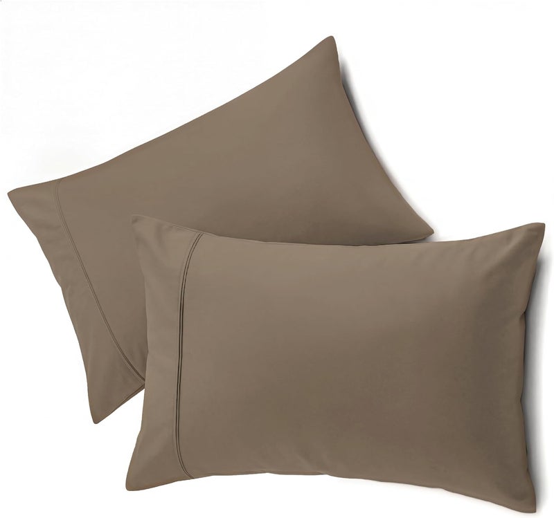 King Pillow Cases Set of 2, Cooling, Envelope Closure, Easy Care, Comfortable, Breathable Soft Microfiber, Wrinkle Free King Size Pillow Covers, 20x36 Inches, Mocha - Image 1