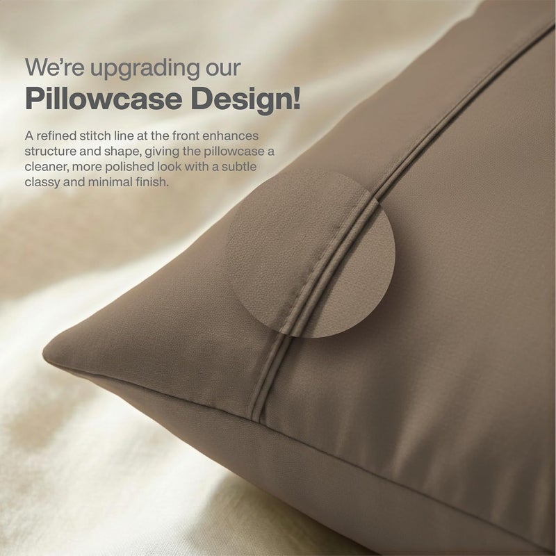 King Pillow Cases Set of 2, Cooling, Envelope Closure, Easy Care, Comfortable, Breathable Soft Microfiber, Wrinkle Free King Size Pillow Covers, 20x36 Inches, Mocha - Image 3