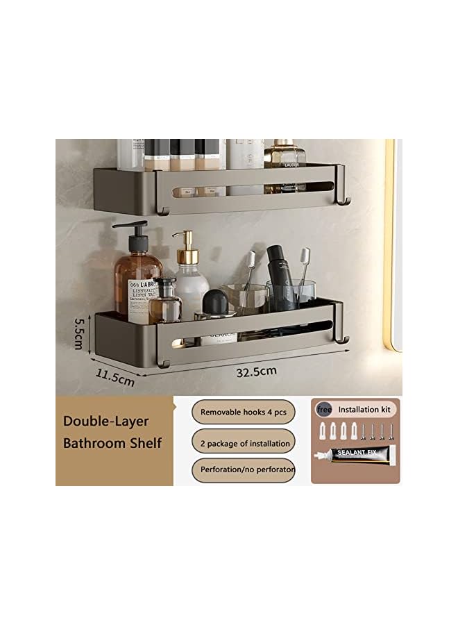 راكسوم رفوف الحمام المثبتة على الحائط دش العلبة دش مقاوم للصدأ دش سبائك التيتانيوم دش منظم رفوف للحمام المطبخ (صغيرة 2 حزمة) - Image 2