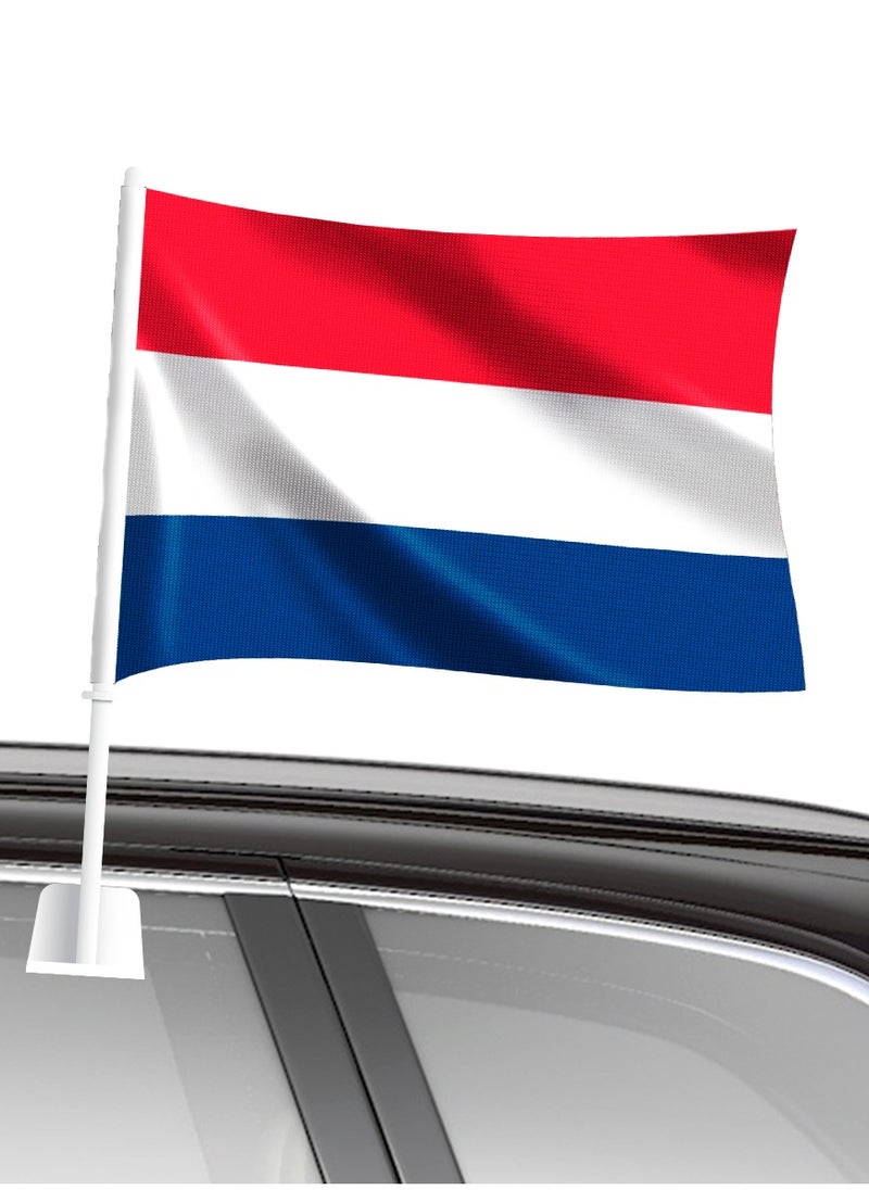 Vitacelli 2 Pcs Neatherland National Day Celebration Flags for Cars Neatherland National Day Flags with Plastic Grip fits almost all type of Vehicles for National Day Flag Day Celebrations 45 x 30 CM  - Image 1