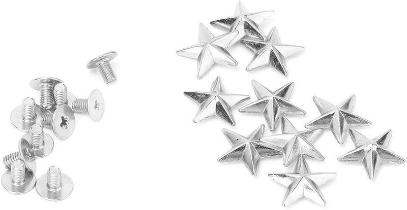 Haofy 10pcs Metal Star Rivets, Five Pointed Star Nails Garment Rivets Leather Tacks Studs and Spikes for Clothing Bags Belts Dog Collar Shoes DIY Leathercraft Craft Accessories (14mm - Image 1