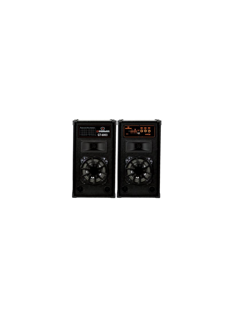GT-6003 60W Bluetooth Powered Speaker System – Stereo Sound, USB, SD Card, Remote Control, Wooden Cabinet