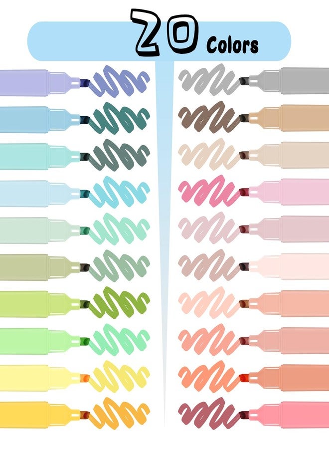 Vitoler 20Pcs Highlighters,Pastel Highlighters Set,Assorted Morandi Color Highlighter, Chisel Tip Bible Highlighter for School Office Supplies - Image 2