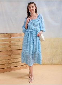 Women Fit and Flared Casual Textured Maxi Dress