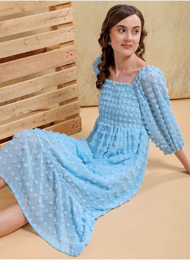 Freehand - Women Fit and Flared Casual Textured Maxi Dress - Image 1