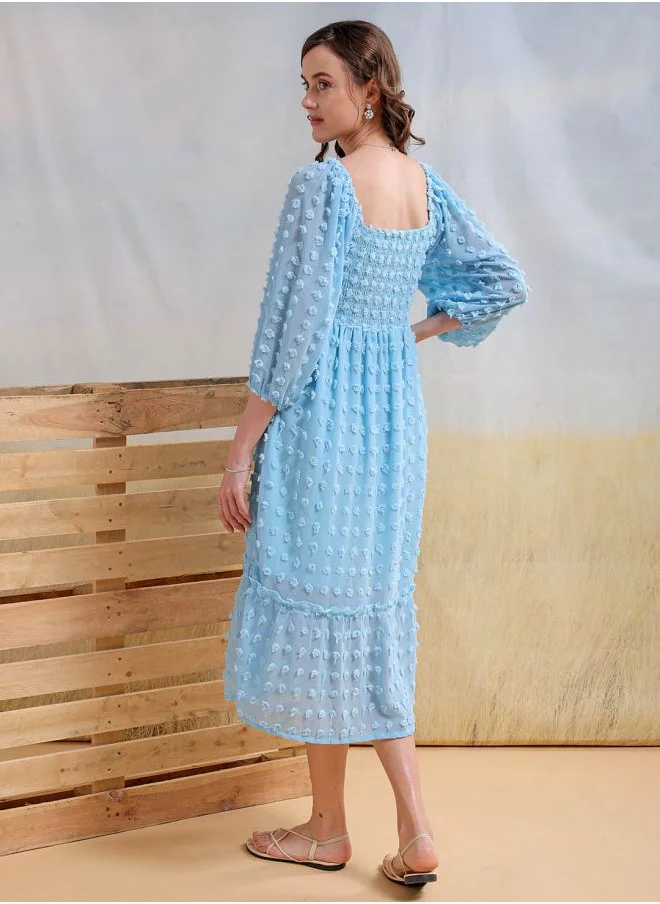 Freehand Women Fit and Flared Casual Textured Maxi Dress