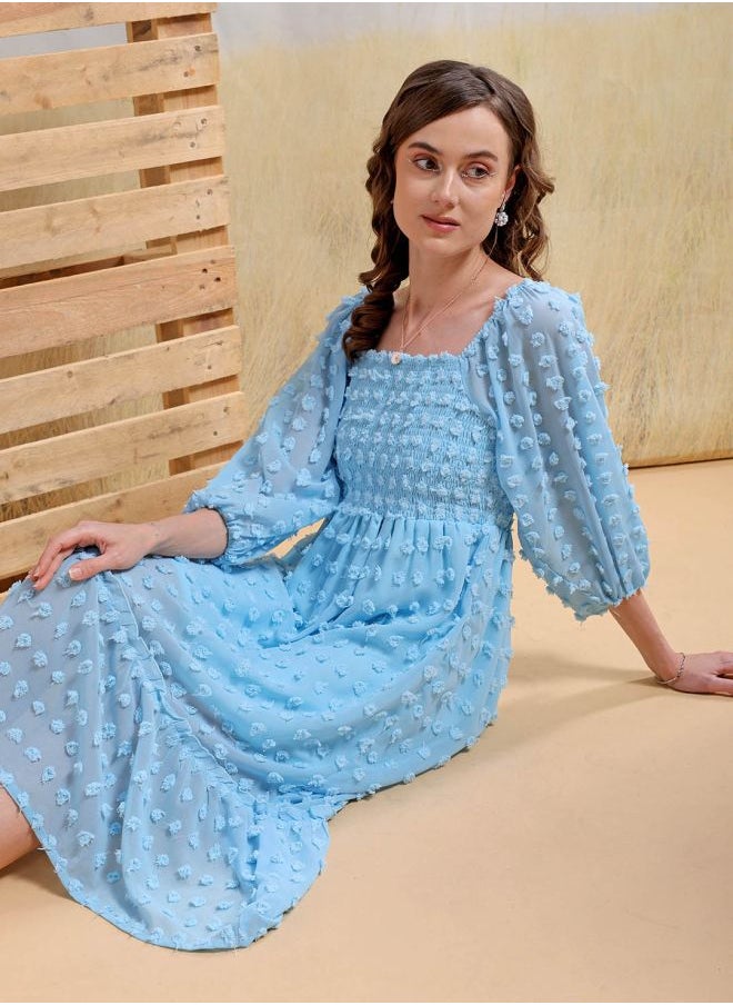 Freehand - Women Fit and Flared Casual Textured Maxi Dress - Image 1