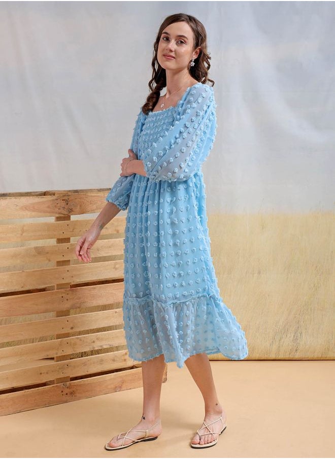 Freehand - Women Fit and Flared Casual Textured Maxi Dress - Image 1