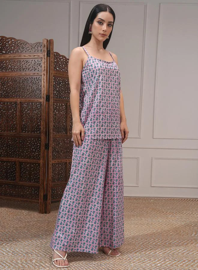 Vishudh All-Over Printed Tunic with Palazzo Pants and Jacket Co-Ords by Styli