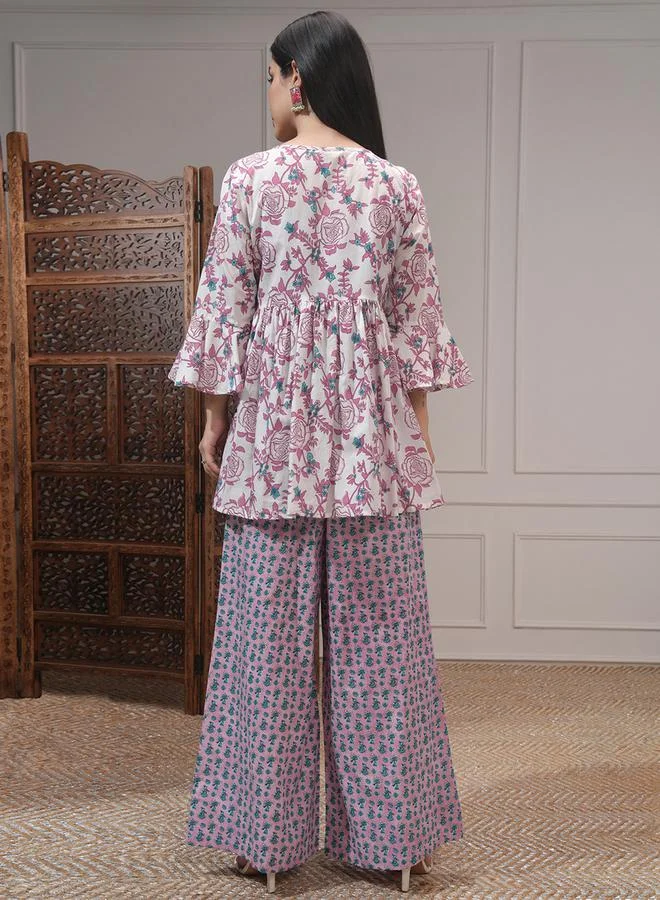 Vishudh All-Over Printed Tunic with Palazzo Pants and Jacket Co-Ords by Styli