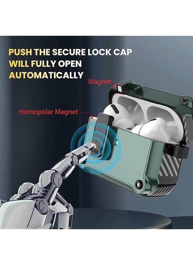 Airpods Pro Case Cover Secure Lock Olytop Armor Full Body Rugged Airpod Pro Protective Case Men With Carabiner Cool Air Pods Pro Shockproof Shell Case For Airpods Pro 2019