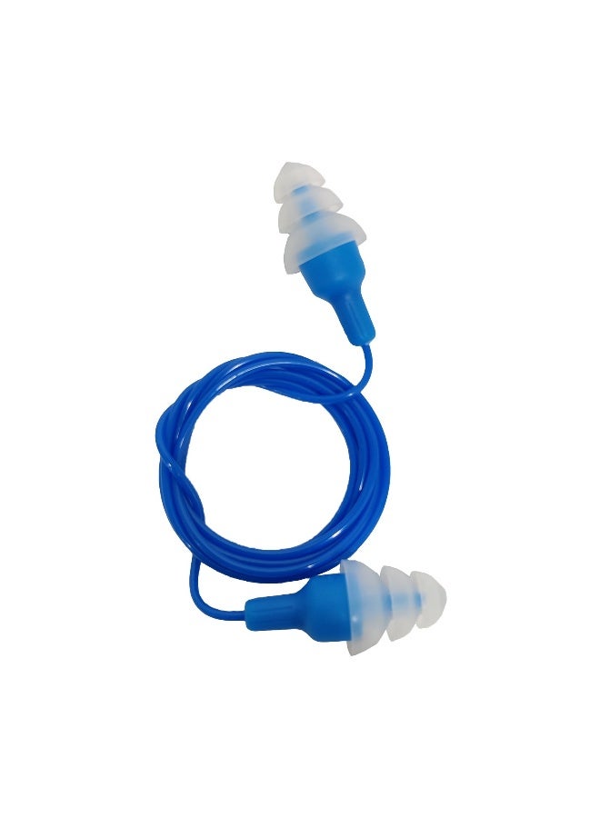 EC-2018C Silicon Corded Ear Plugs with Cottan Thread | Noise Reduction Earplugs for Sleeping, Work & Construction | Soft & Comfortable with SNR 34dB | 100 Pairs