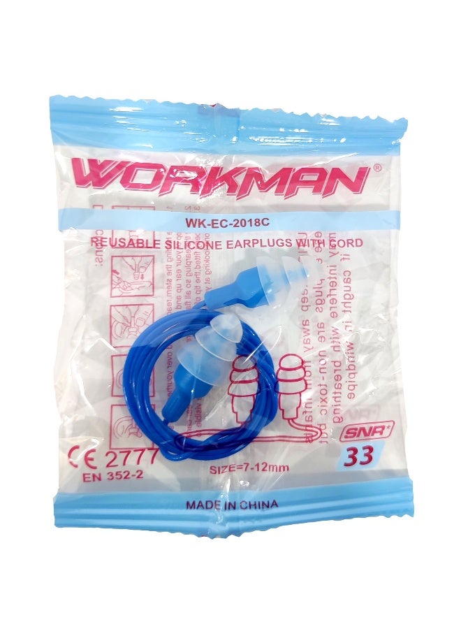 EC-2018C Silicon Corded Ear Plugs with Cottan Thread | Noise Reduction Earplugs for Sleeping, Work & Construction | Soft & Comfortable with SNR 34dB | 100 Pairs