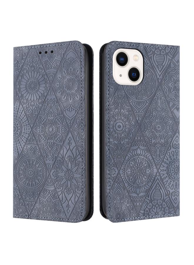 S-TOP Case For iPhone 15 Ethnic Embossed Adsorption Leather Phone Case - Image 1