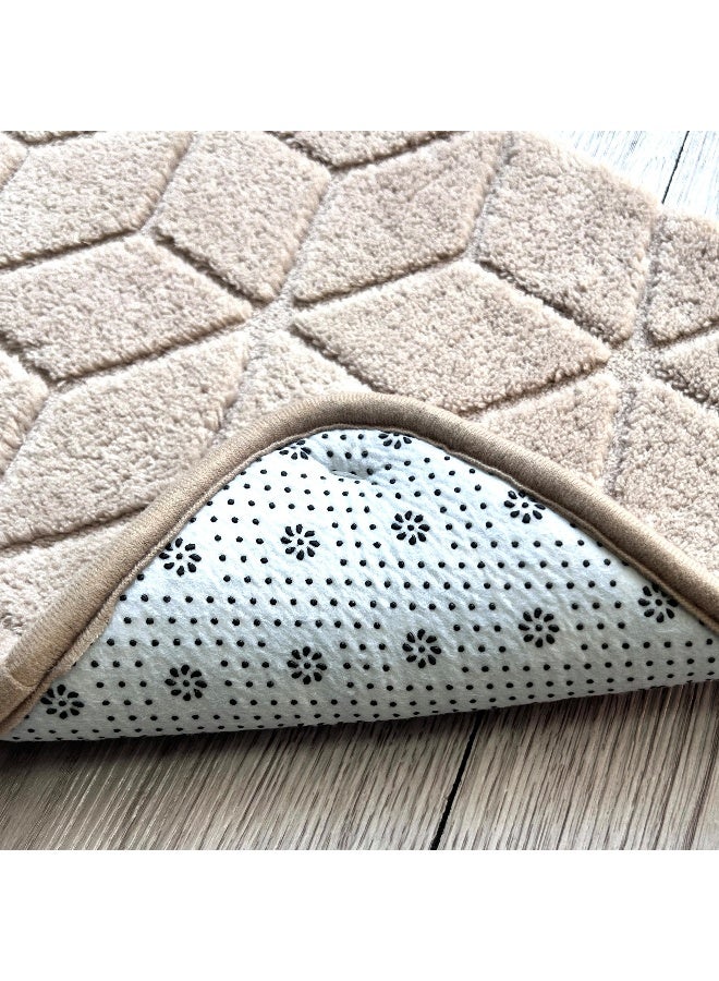 Home Box حصيرة حمام مريحة من الألياف الدقيقة - بيج - 35x55 سم - Image 4