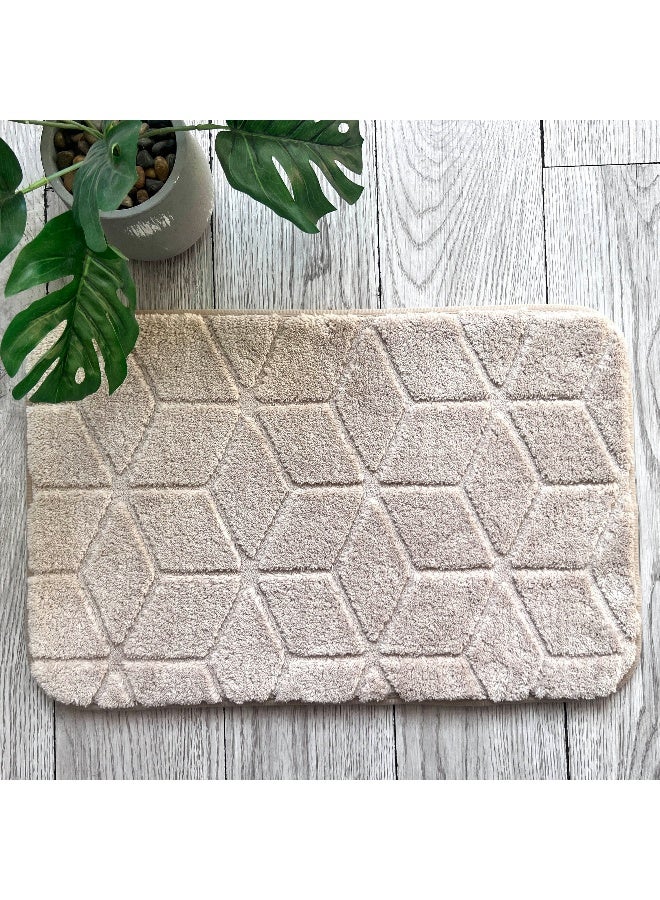 Home Box حصيرة حمام مريحة من الألياف الدقيقة - بيج - 35x55 سم - Image 1