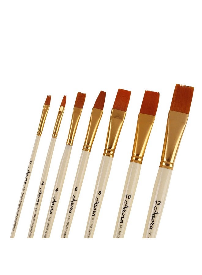 Arora فرشاة طلاء مسطحة من أروارا مصنوعة من الخشب الصناعي عدد 7 لطلاء الألوان المائية والأكريليك - Image 3