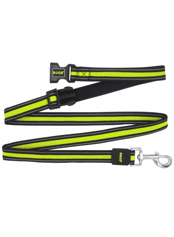 dog Leash L/M mesh LIME & black (180x2.5cm)