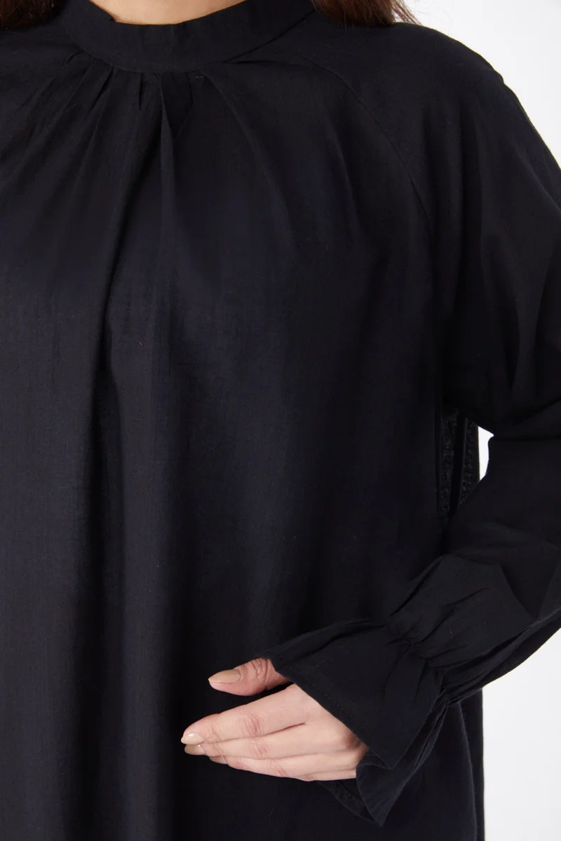 Tofisa Plain Judge Collar Women's Black Tunic - 13146