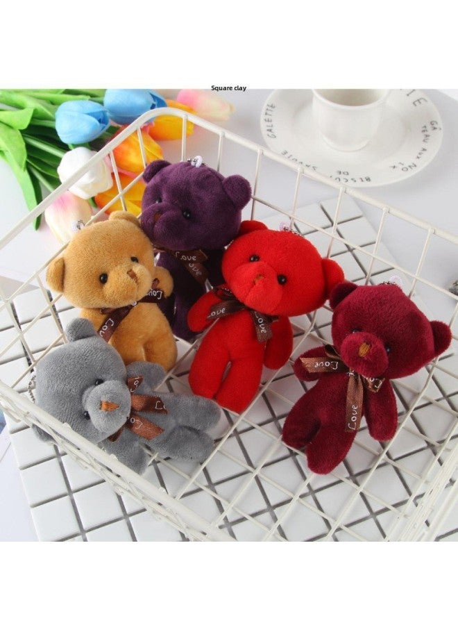 Loquat Cute Bow Tie Bear Plush Toy Pendant Conjoined Joint Bear Doll Bag Accessories Children's Small Gifts-Color:Gray-Height:13cm - Image 2