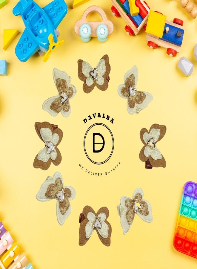 DAVALBA 2 pair of Premium Brown & Off-White Butterfly Shape Hair Clip with decorative element Hair Accessories For Women And Girls , Butterfly claw clip hair clutcher for women (pack of 4, Color:Brown & Off-White) - Image 5