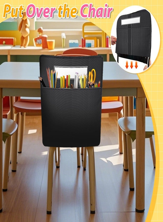 AKAIXI 24 Pack Black Classroom Chair Pockets 13x14 Inch Small Back of Chair Organizer with 24 Name Slots for Classroom Chairs Student Chair Pockets Back of Chair Organizer for Preschool K-2 - Image 5