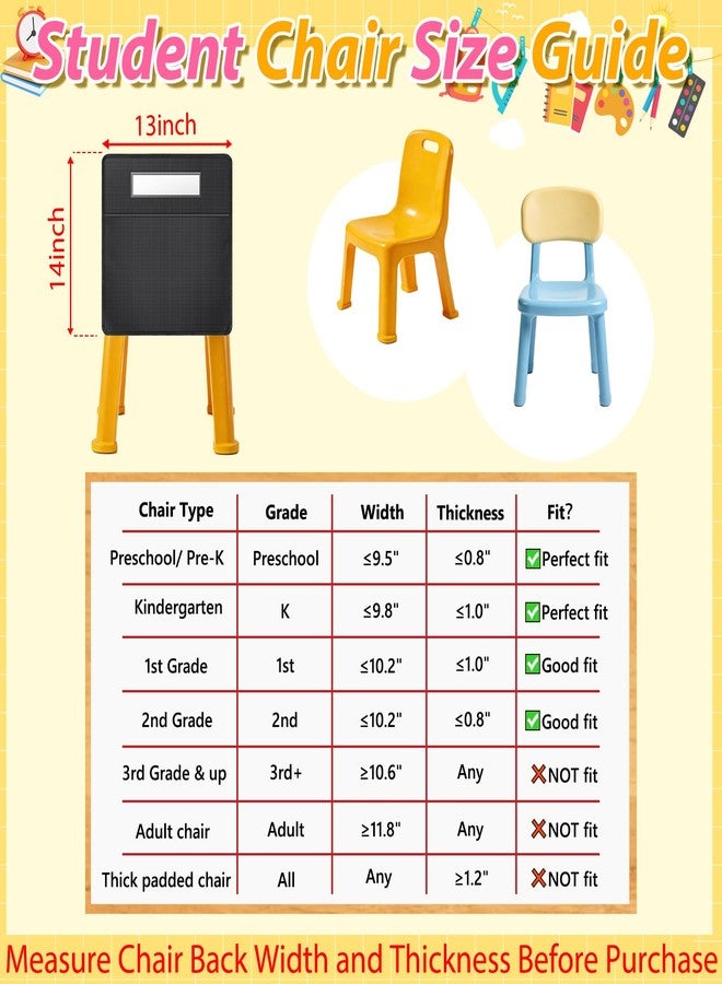 AKAIXI 24 Pack Black Classroom Chair Pockets 13x14 Inch Small Back of Chair Organizer with 24 Name Slots for Classroom Chairs Student Chair Pockets Back of Chair Organizer for Preschool K-2 - Image 3