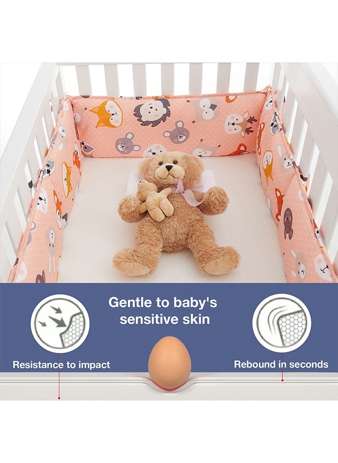 Yoawllty 4 Pieces Baby Crib Bumper Infant Bed Soft Cotton Pad Cot Protector Newborn Room Nursery Bedding Decor  (Fox)  - Image 4