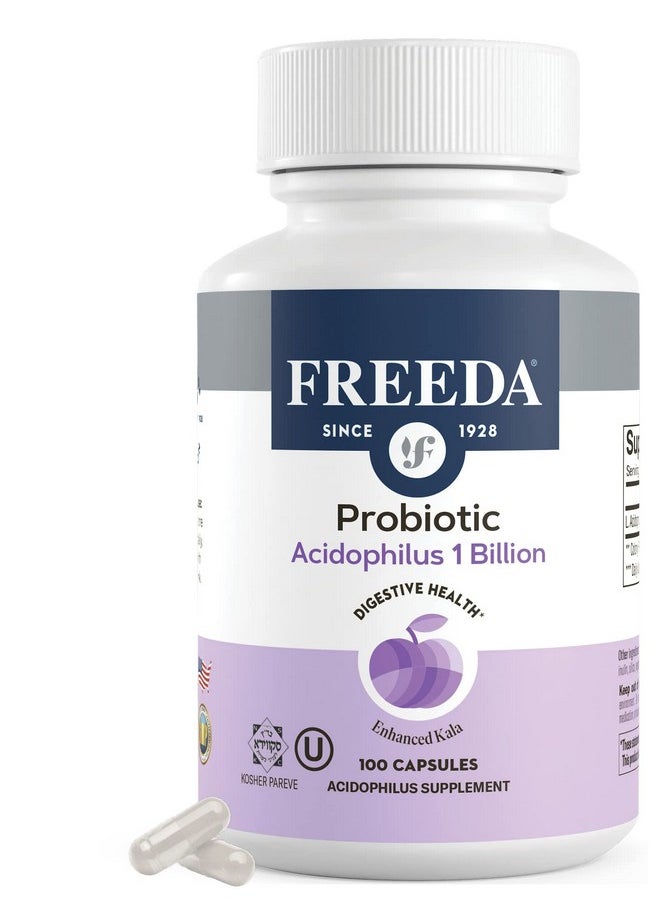 Freeda Acidophilus Probiotic 1 Billion Cfu Lactobacillus Acidophilus Probiotics For Women & Men Women Probiotics For Digestive Health Gut Health Supplements For Women & Men (100 Capsules)  - Image 1