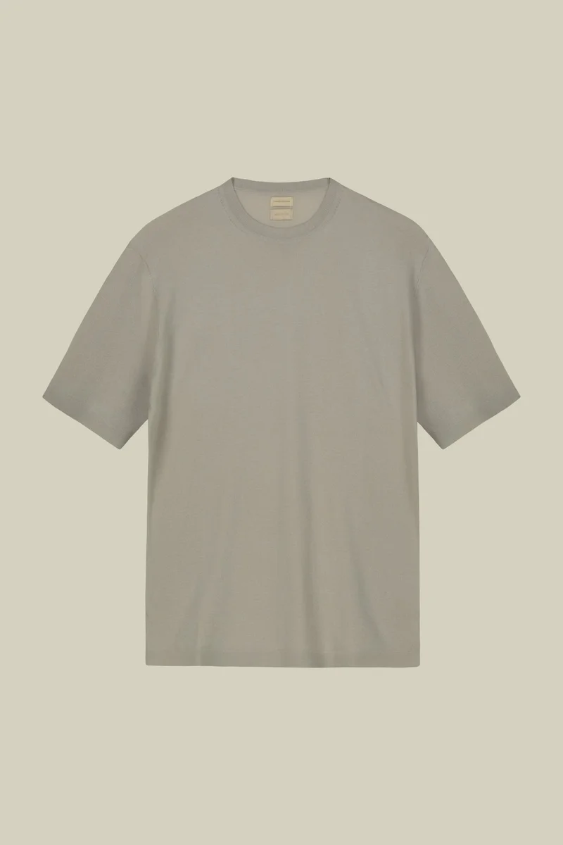 Doppelganger Beige Men's 100% cotton crepe knitted T-Shirt with short sleeves - Ice for Men | Best Price UAE