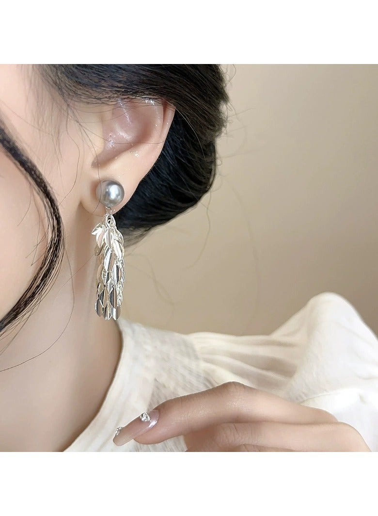 Goolsky Minimalist Leaf Tassel Long Drop Earrings for Women – Chic Cool Style Dangle Earrings, Lightweight Statement Jewelry, Daily & Evening Wear - Image 1