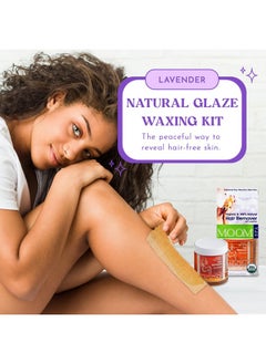 MOOM MOOM - Organic Sugar Wax Hair Removal Kit, For Underarm, Face and Bikini Zone, Waxing Kit Includes Sugar Wax Infused with Lavender, Wax Strips & Waxing Sticks, Ideal for Sensitive Skin - 6 ounces  - Image 2