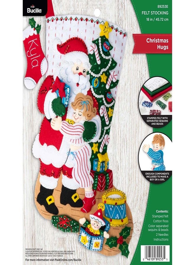Bucilla Hugs, Felt Applique Christmas Stocking Kit, 18""" (89253E) - Image 1