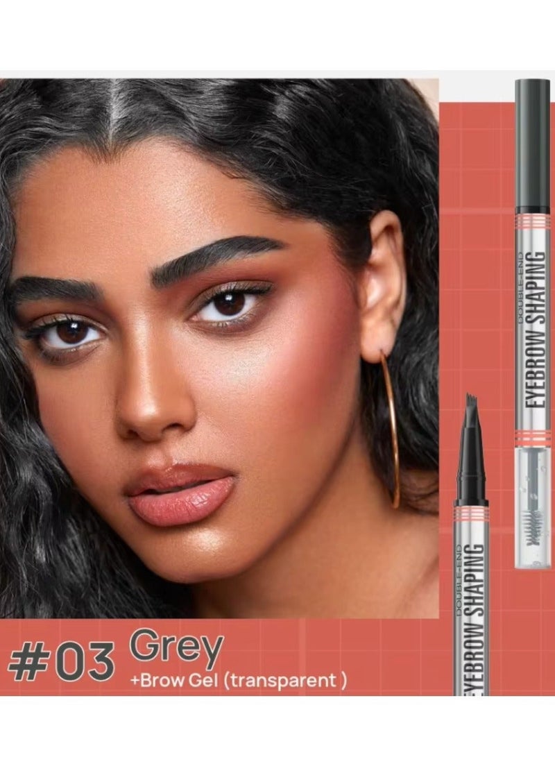 HelloKiss أداة تشكيل الحواجب ذات الطرفين 2 في 1 قلم حواجب برأس 4 نصائح وجل حواجب شفاف - Image 3