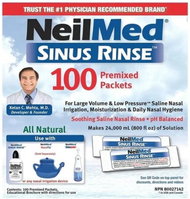 Iaerlllt NeilMed Sinus Rinse All Natural Relief Premixed Refill Packets 100 Each - Image 1