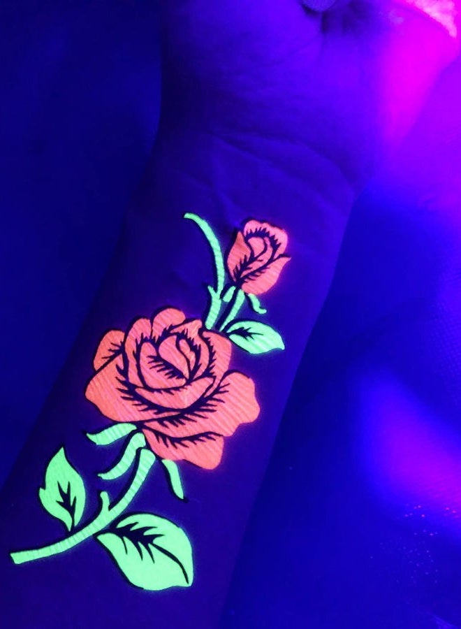 d'IRIS studio Blacklight Glow Party Temporary Tattoo-1 Sheet -Rose Dream Catcher - Image 1