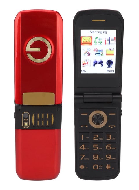 Seniors Flip Cell Phone - Unlocked 2G Phone with Big Buttons, Dual SIM, 2.4" Large Display, Loud Speaker, Speed Dial, 4800mAh Battery, Easy-to-Use (Red)