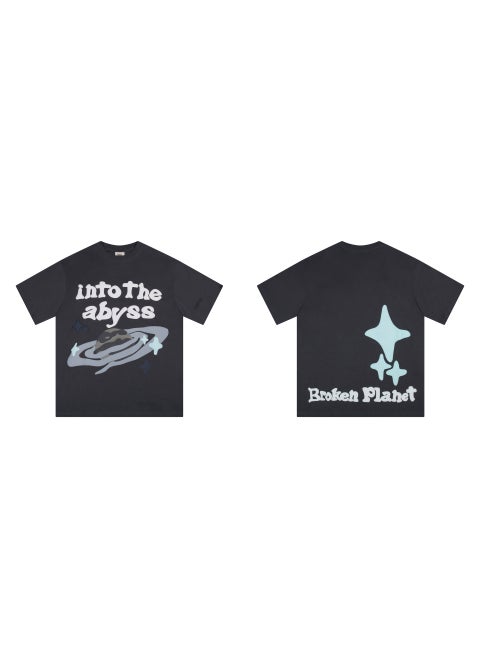 Broken Planet Cartoon Logo Cotton Tee 305 charcoal gray