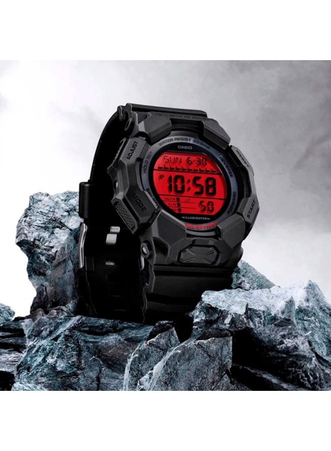 كاسيو ساعة جي شوك الرجالية الرقمية الكاجوال باللونين الأحمر والأسود GD-010BBR-1DR - Image 2