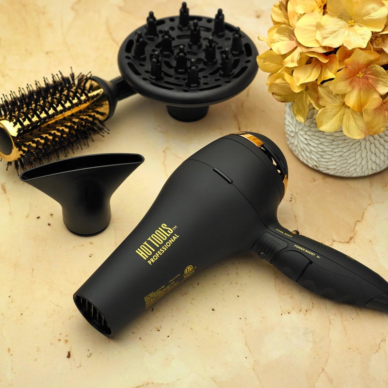 Hot Tools Pro Artist Black Gold 2100 Turbo Ceramic + Ionic Hair Dryer | Fast Dry, Lightweight - Image 3