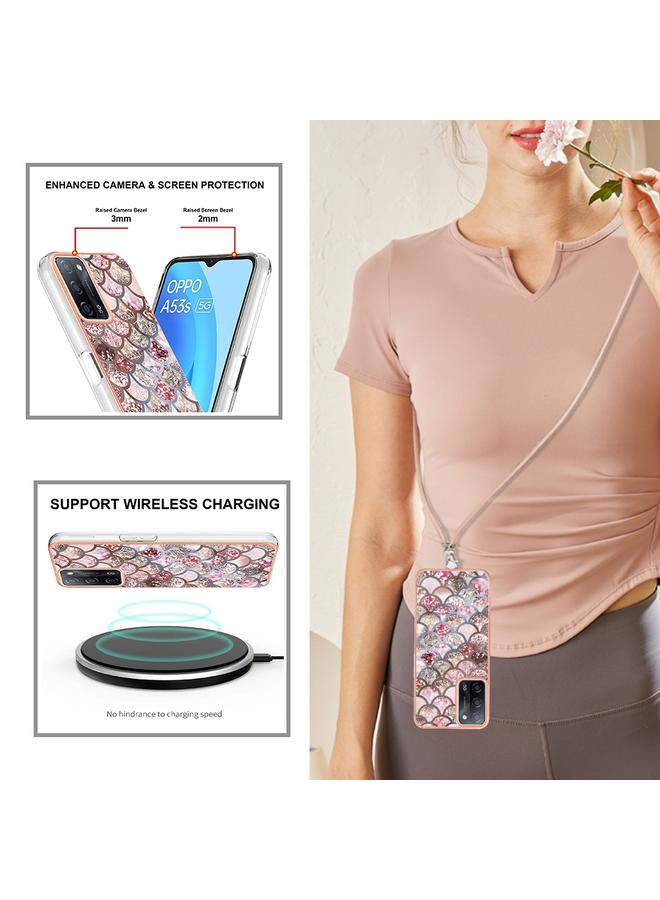 S-TOP Case For OPPO A53s 5G / A55 5G Electroplating IMD TPU Phone Case with Lanyard - Image 4