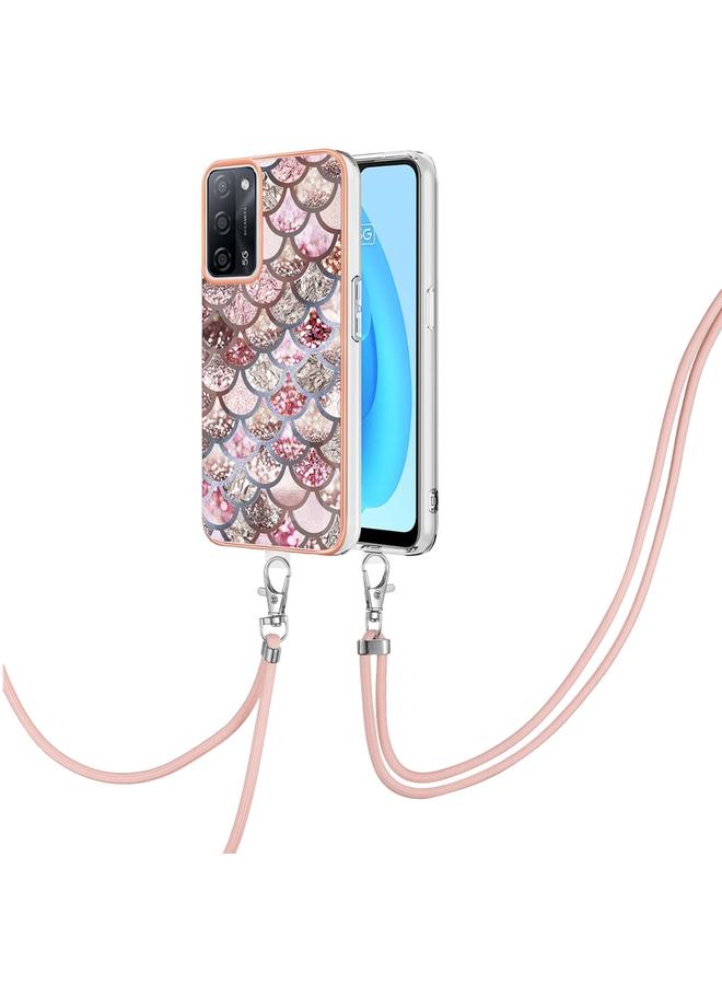 S-TOP Case For OPPO A53s 5G / A55 5G Electroplating IMD TPU Phone Case with Lanyard - Image 1