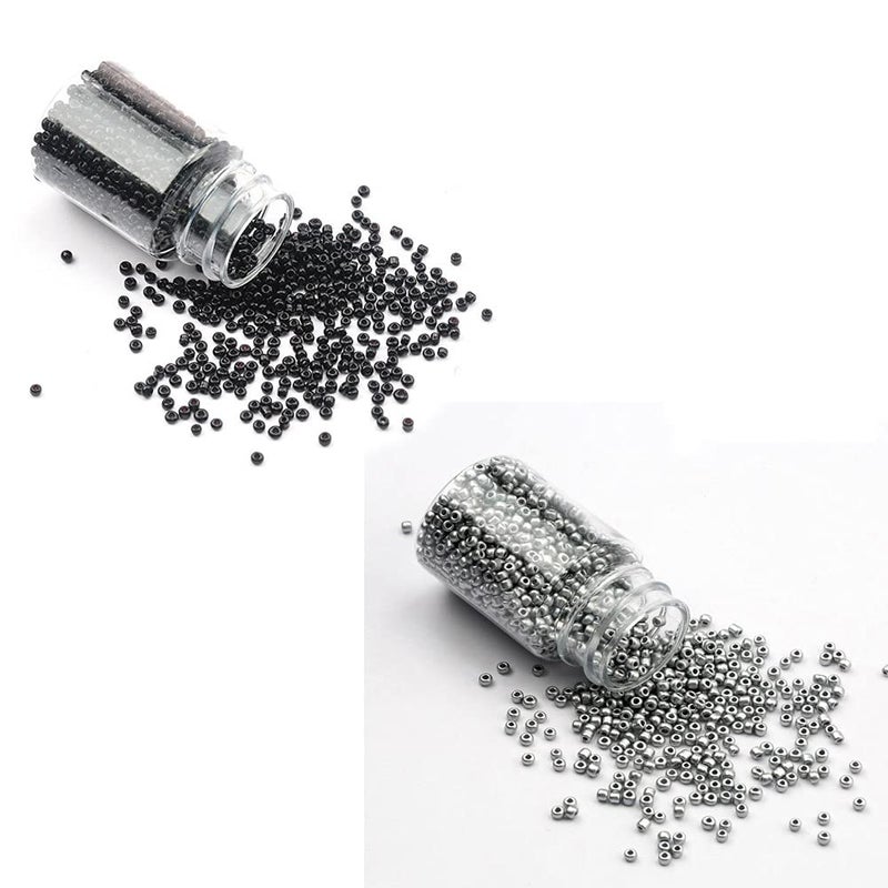 AN Sunshine Seed Beads Glass Poth Beads for DIY Projects Jewellery Making Beading Arts Craft Embroidery Size11020 Mm Color Black Silver